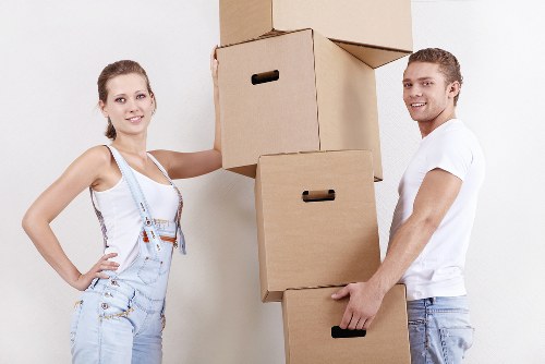 Professional team organizing a commercial move